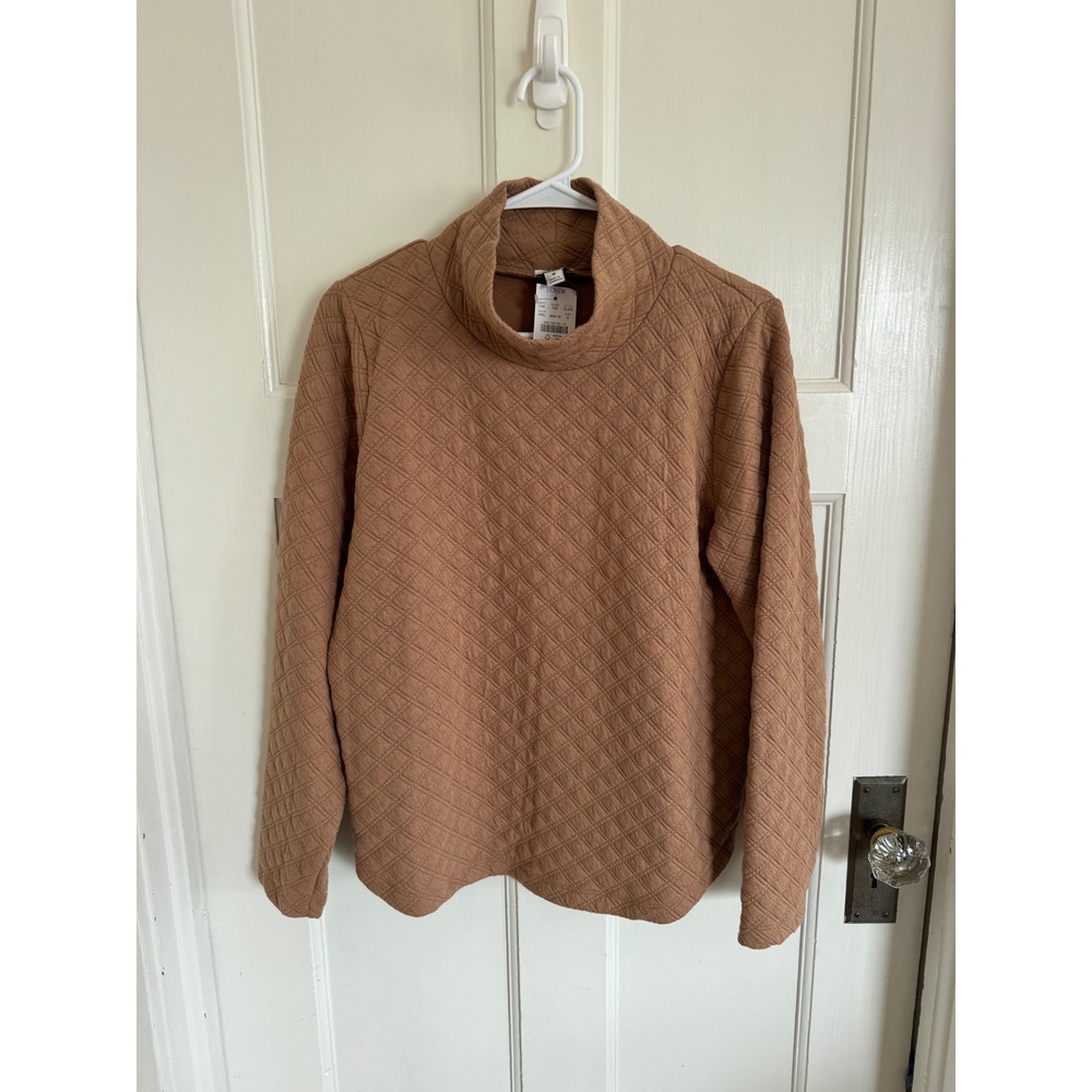 NWT J.Crew tan quilted mockneck pullover size small